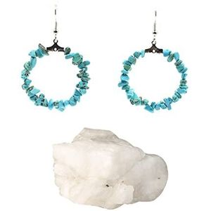 Unifizz Genezing Energie Kristal 1 Stks Wit Kristal Onregelmatige Vorm Een Gat Wierook Houder Voor Sticks En 1 Paar Turquoise Crystal Grote Hoop Dangle Haak Oorbellen