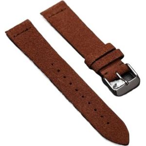 Handgemaakte Suède Horlogeband 16 18 19 20 21 22 Mm Zachte Stijl Armband, Mat Zwart Bruin Blauw For Mannen En Vrouwen (Color : Brown, Size : 20mm)