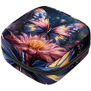 Bloem en kleurrijke vlinder maandverband opbergtas menstruatie pad tas draagbare menstruatie cup zakje met rits voor tiener meisjes vrouwen dames