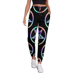 Magic Bright Pentagram Joggingbroek voor dames, hardloopbroek, joggingbroek, casual broek, elastische taille, lang, met zakken