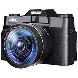 Videocamera Vlogcamera Recorder 48MP digitale camera for fotografie 3""Flip Rotate Screen 4K Selfile Camcorder 16x digitale zoom Streaming videocamera's(128G TF Card,With Lens)