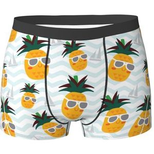 DEXNEL Heren ondergoed boxerslips zacht ademend ondergoed 1pack, schattige ananas, Zwart, M