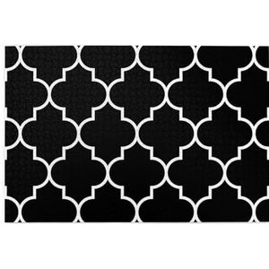 Grote witte klaverblad op zwarte achtergrond, puzzel van 1000 stukjes, houten puzzel, familiespel, wanddecoratie