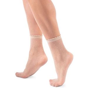 LORES Fancy damessokken met patroon, korte pure popkous, vrije maat 20 DEN, Dot Cipria, One size