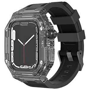 OFWAX Transparante Horlogekast Fluororubber Horlogeband, Voor Apple Watch 8 7 6 SE 5 4 44 MM 45 MM 41 MM 40 MM Horloge Sport Armband Vervangen Met Tool, 45mm, agaat