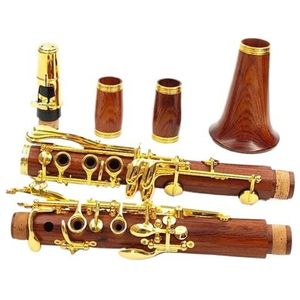klarinet set Rood Hout Professionele Klarinet Palissanderhout BB Vergulde 18/17 Kleppen Massief Hout (Color : 18)