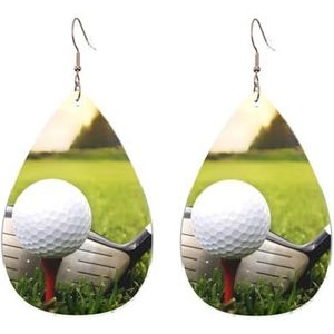 CRJSYCBYB Golfbal gedrukt Drop-vormige Acryl Oorbellen Drop Oorbellen Lichtgewicht Dangle Oorbellen, Eén maat, Acryl