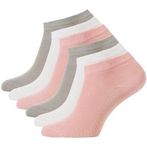 Cotton Prime - Sneakersokken - Roze/Grijs/Wit - Uniseks - 6 Paar Korte Schacht