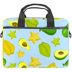 Tropische Fruit Patroon Laptop Schouder Messenger Bag Crossbody Aktetas Messenger Sleeve voor 13 13.3 14.5 Inch Laptop Tablet Beschermen Tote Bag Case, Meerkleurig, 11x14.5x1.2in /28x36.8x3 cm