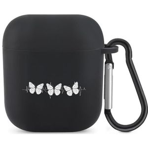 Butterfly Lover Heartbeat Leuke Case voor AirPods 2&1 Schokbestendige Beschermende Hoofdtelefoon Gevallen Cover Met Sleutelhanger Voor Mannen Vrouwen