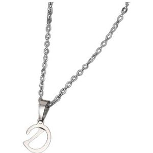 Eenvoudige zilveren kleur 26 letter hanger ketting mode unisex AZ initialen roestvrijstalen choker sleutelbeen ketting sieraden (Style : FN782172)