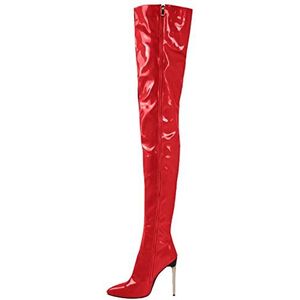 Dames - Overknee Laarzen - Rood - Hoge Hak - Stiletto - Grote Maat