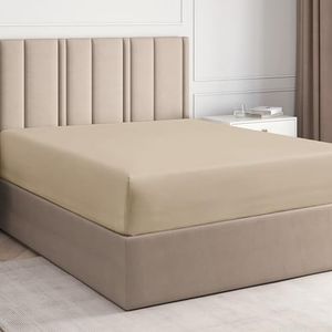 Hoeslaken 120x200cm - 100% Katoen - Hoeslaken 120x200 voor Matrassen tot 30 cm Hoogte - Premium Beddengoed van 400 Draadtelling Katoen - OEKO-TEX Gecertificeerd - Enkele Verpakking – Creme Kleur