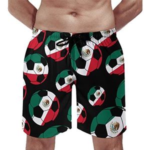 Mexico Voetbal Heren Zwembroek Casual Beach Shorts met Compressie Liner Sneldrogende Badmode met Zakken XS