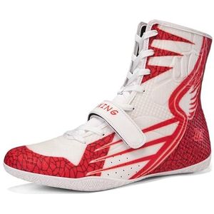 Hiuzylqx Worstelschoenen voor heren, hoge professionele bokslaarzen, antislip, robuust en ademend, powerliften, bodybuildinglaarzen, gewichtheffen,E,38 EU