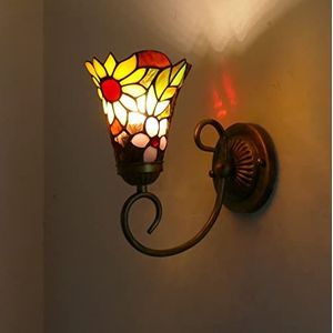 Tiffany Wandlamp, Retro Messing Basis, Gekleurde Glazen Wandlamp/verlichting Wandlamp, Gebruikt Voor Gang, Gang, Woonkamer, Slaapkamer Stijl