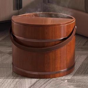 TT-YEC Home Houten Voetbadbad, Houten Voetbassin Met Massager En Deksel, Verdikte Voet Relaxatie Spa, Voetmassage Kuip, Bad Kuip Pedicure Kom Voetbad,Bh25cm