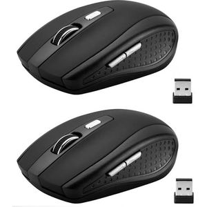 Guiheng 2 stuks draadloze muis, 2,4 GHz draadloze muis computermuis 1200,6 knoppen met nano-ontvanger voor laptop, pc, Chromebook, computer, notebook, kantoor (zwart)