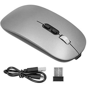 Draadloze muis, gamingmuis 3 niveaus verstelbaar met datakabel voor ontvanger voor desktop voor notebookcomputers(Donkergrijs)