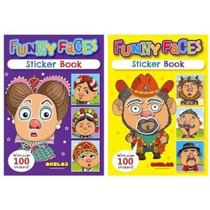 Anilas Set van 2 grappige gezichten stickerboek en kleuractiviteitenboek, thema's omvatten eenhoorns, dinosaurussen, piraten, ruimte, prinses, zeemeermin, ridders, gravers, ideaal voor kinderen van