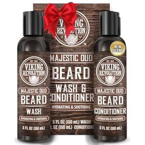 Viking Revolution Beard Wash and Beard Conditioner for Men with Argan Oil and Jojoba Oil - Beard Softener and Strengthener Beard Care Beard Shampoo and Conditioner with Beard Oil (5oz, Majestic Oud)
