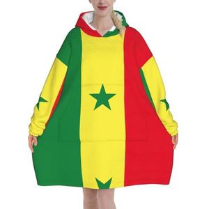 Oversized Vlag Van Senegal Hoodies Vrouwen Uk Pluizige Deken Hoodie Sherpa Vrouwen Fleece Draagbare Deken Mannen