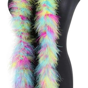 2 meter/stks zachte veren boa natuurlijke kalkoen struisvogelveren sjaal voor kostuum kleding decoratie sjaal 20 gram-regenboog-2 meter