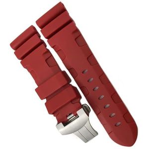 dayeer Rubber Horlogeband Fit voor Panerai Dompelpompen Luminor PAM Groen Blauw Waterdicht 22mm 24mm 26mm Horlogeband armband (Color : Red Folding, Size : 26mm)