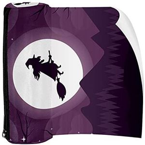 Potlood Case Pen Tas Houder met Rits Coin Organizer Tassen Make-up Cosmetische Pouch voor Vrouwen Tiener Meisjes Jongens Kinderen, Spookachtige Heks Halloween