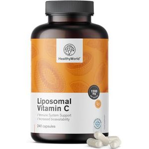 HealthyWorld Liposomale vitamine C 1200 mg – 240 Plantaardige Capsules – 1200 mg Vitamine C per dag – met Rozenbottel en Zonnebloemfosfolipidencomplex – 4‑maandvoorraad