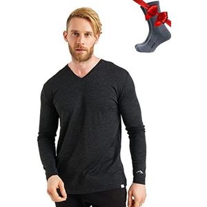 Merino.tech Merino wolllen basislaag voor heren - 100% merinowol thermische shirts met lange mouwen, licht-, middelzwaar- of zwaargewicht, M