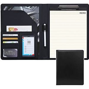 Business Portfolio Business Portfolio Padfolio Conferentiemap PU Lederen Folder Documentenmap Van Leer Met Rekenmachine En A4-notitieblok En Pennen Houder (Color : Black, Size : No calculator)