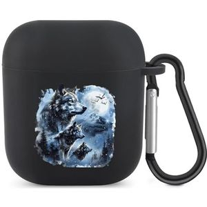 Star Wolf Leuke Case voor AirPods 2&1 Schokbestendige Beschermende Hoofdtelefoon Gevallen Cover Met Sleutelhanger Voor Mannen Vrouwen