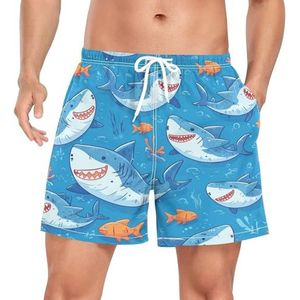 Naadloze Baby Haaien Vissen Blauwe Mannen Zwembroek Shorts Sneldrogend met Zakken, Leuke mode, XXL