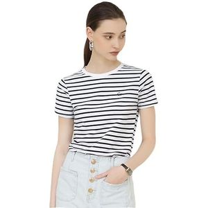 Lewey Dames zomer gestreepte ronde hals relaxed-fit T-shirt tops met korte mouwen, 1 kleur, M