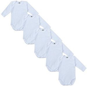 Babybody met lange mouwen, 100% katoen, uniseks, body's voor meisjes en jongens, wit, naturel, verpakking van 5 stuks, baby - meisje, 56
