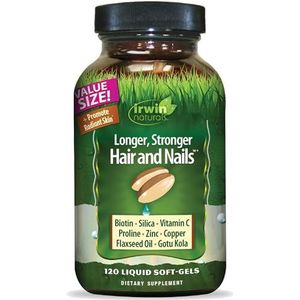 Irwin Naturals Longer, Stronger Hair and Nails - Promotes Vibrant Shine Texture & Strength - 120 Liquid Softgels
