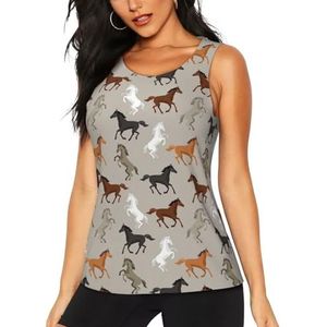 OAZCVBNN Leuke Paard Print Hot Zomer Mouwloze Tops Atletische Tank Tops Gym Actieve Levensstijl Casual Uitjes, Zwart, S