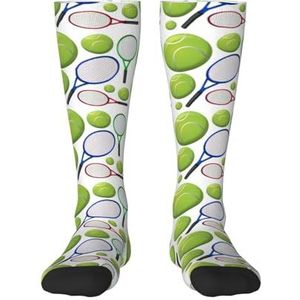 YsoLda Kousen Compressie Sokken Unisex Knie Hoge Sokken Sport Sokken 55CM Voor Reizen, Tennis Rackets En Ballen, zoals afgebeeld, 22 Plus Tall