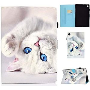 AsWant Lenovo Tab M10 Plus FHD Case PU Lederen Folio Flip Case Portemonnee Card Slot Magnetische Tablet Beschermhoes voor Lenovo Tab M10 Plus 10,3 Inch FHD TB-X606X/TB-X606F - Witte kat