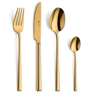 Paul Wirths VIVENDI 4-delige bestekset voor één persoon, hoogwaardige PVD-afwerking, elegante 18/10 roestvrij stalen bestekset goud, bestek roestvrij, bestek goud vaatwasmachinebestendig