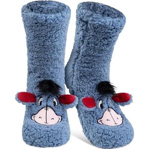United Labels Disney I-Aah Knuffelsokken voor dames, blauw, eenheidsmaat 38-43, pluizige antislipsokken met sherpa-voering, warme sokken, huissokken