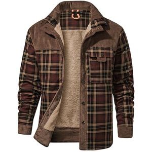 Mr.Stream Herenhemd geruit vintage houthakkershemd flanellen hemd Fleecevoering lange mouwen overhemden Jassen, Sherp jacks 3251 Coffee 2XL