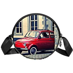 Klassieke Auto Rode Auto Vintage Crossbody Tas Messenger Bag Purse voor Vrouwen, Meerkleurig, 6.7x6.7x2.3 in, Sling Rugzakken