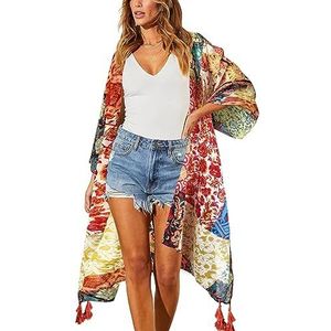 Amazon-merk - HIKARO bloemen strandhoes voor dames, kimono vest, bikini-badmode, Boheemse Rhapsodie, one size
