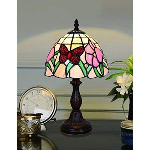 8 inch rode vlinder pastorale antieke luxe stijl handgemaakte glazen tafellamp nachtkastje slaapkamer kinderlicht