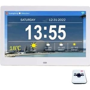 10/7 Inch WIFI Senior Dementie Kalenderklok Digitale Fotolijst LED Groot Scherm Tijd Datum Weersverwachting Eenvoudig Delen Momenten(7 inch White)
