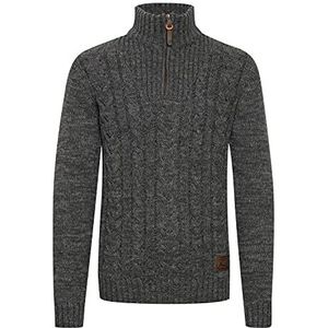 Solid SDPankraz gebreide trui voor heren, Troyer, grof gebreid, met vlechtpatroon en ritssluiting, donkergrijs (dark grey 2890), S
