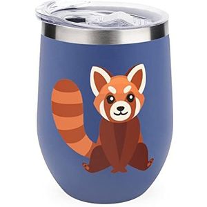 Leuke Schattige Rode Panda Herbruikbare Koffiekopjes Rvs Geïsoleerde Reizen Mok Dubbelwandige Wijn Tumbler Blue-stijl