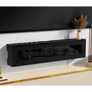 XCLOOZGL Houten Wifi-Router Opbergdoos Verbergkast Plank Decoratieve Routerverstopper Kast Voor Kabelmodem Internetuitlaat Afdekking Opbergkast Wandgemonteerd Massief Hout,Blackb,100X11X21cm